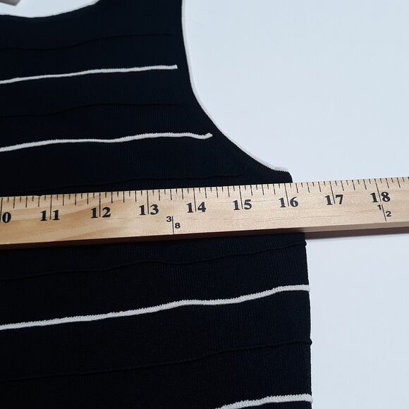 J.A.C. Black/White Striped Tank Womens Large L Ribbed Knit Top Shirt Summer - Picture 8 of 10